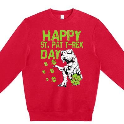 Happy St. Pat t-Rex Day Saint Shenanigan Clover Irishman Premium Crewneck Sweatshirt