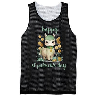 Happy St Patrick's Day Three Llama Irish Shamrock Leprechaun Mesh Reversible Basketball Jersey Tank