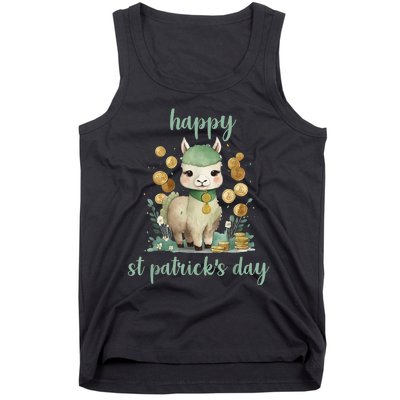 Happy St Patrick's Day Three Llama Irish Shamrock Leprechaun Tank Top