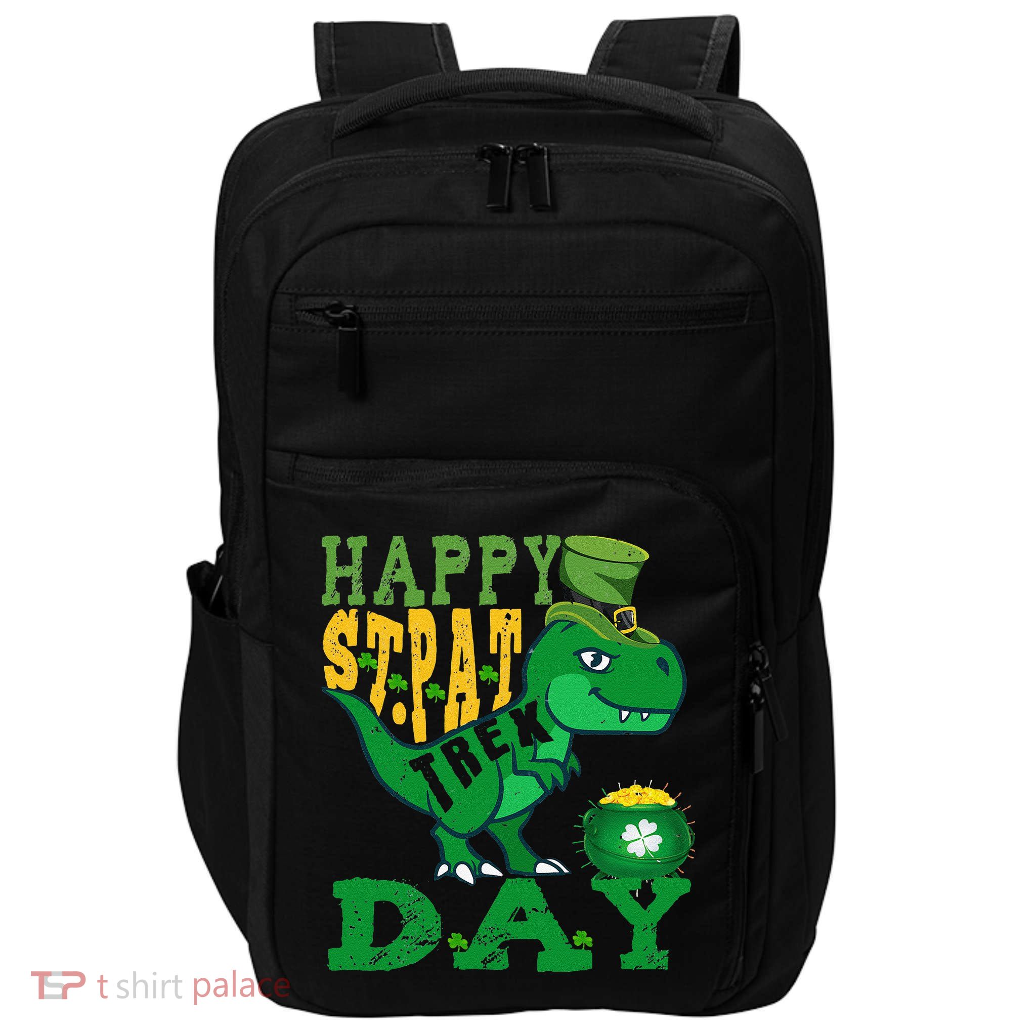 Happy St. PatRex Day Saint Patrick's Day Dinosaur Impact Tech Backpack