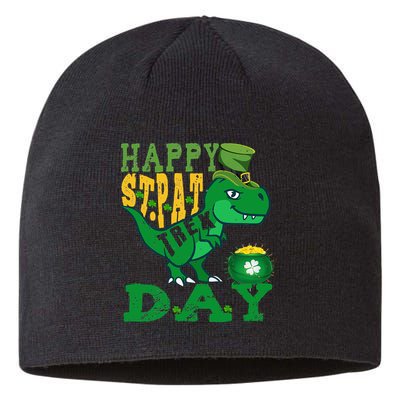 Happy St. PatRex Day Saint Patrick's Day Dinosaur Sustainable Beanie