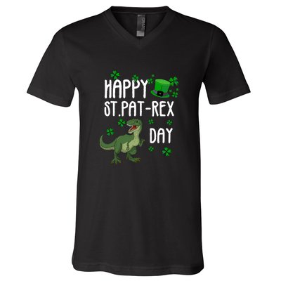 Happy St Pat Rex Day St Patrick Day Lucky T Rex V-Neck T-Shirt