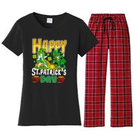 Happy St Patrick’s Day Unicorn Dab Women's Flannel Pajama Set