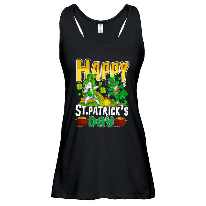 Happy St Patrick’s Day Unicorn Dab Ladies Essential Flowy Tank