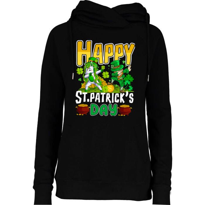 Happy St Patrick’s Day Unicorn Dab Womens Funnel Neck Pullover Hood