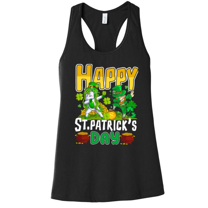 Happy St Patrick’s Day Unicorn Dab Women's Racerback Tank