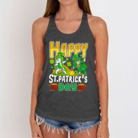 Happy St Patrick’s Day Unicorn Dab Women's Knotted Racerback Tank