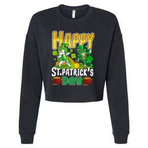 Happy St Patrick’s Day Unicorn Dab Cropped Pullover Crew