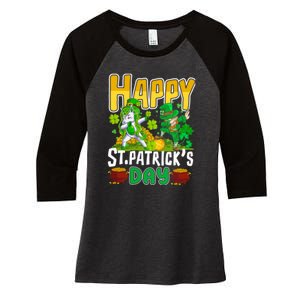 Happy St Patrick’s Day Unicorn Dab Women's Tri-Blend 3/4-Sleeve Raglan Shirt