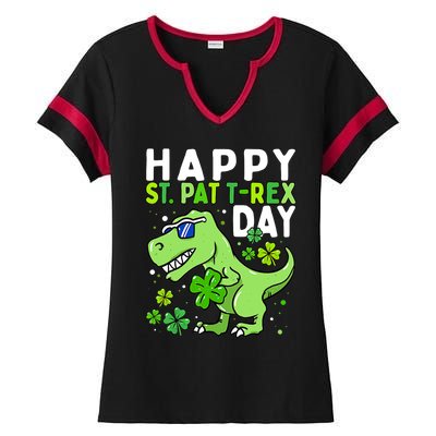 Happy St Pat Trex Day Dino St Patricks Day Boy Ladies Halftime Notch Neck Tee