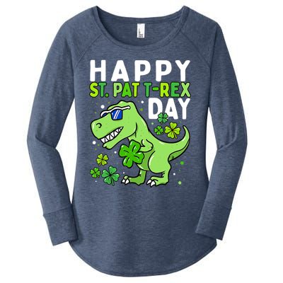 Happy St Pat Trex Day Dino St Patricks Day Boy Women's Perfect Tri Tunic Long Sleeve Shirt