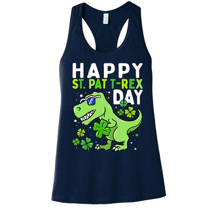 Happy St Pat Trex Day Dino St Patricks Day Boy Women's Racerback Tank