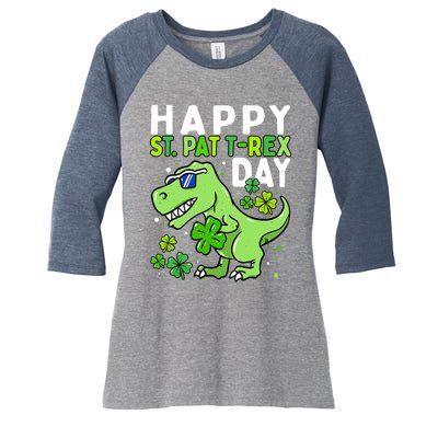 Happy St Pat Trex Day Dino St Patricks Day Boy Women's Tri-Blend 3/4-Sleeve Raglan Shirt