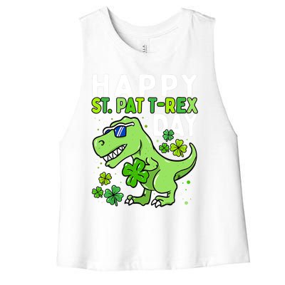 Happy St Pat Trex Day Dino St Patricks Day Boy Women's Racerback Cropped Tank