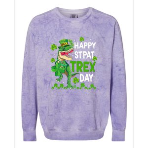 Happy St Pat Trex Patricks Day Boys Men Dinosaur TRex Colorblast Crewneck Sweatshirt