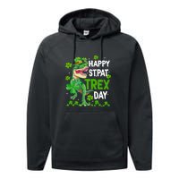 Happy St Pat Trex Patricks Day Boys Men Dinosaur TRex Performance Fleece Hoodie