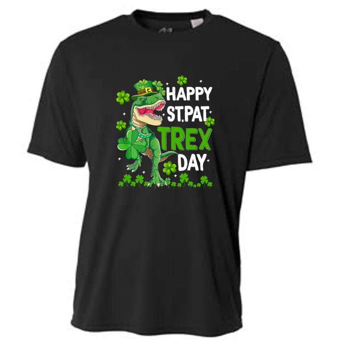 Happy St Pat Trex Patricks Day Boys Men Dinosaur TRex Cooling Performance Crew T-Shirt