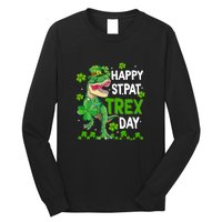 Happy St Pat Trex Patricks Day Boys Men Dinosaur TRex Long Sleeve Shirt