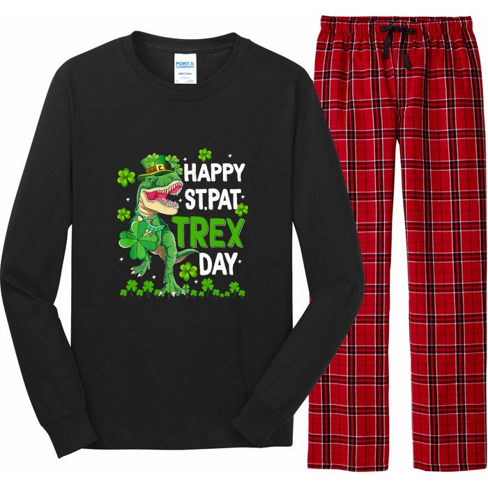 Happy St Pat Trex Patricks Day Boys Men Dinosaur TRex Long Sleeve Pajama Set