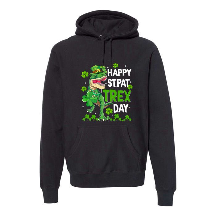 Happy St Pat Trex Patricks Day Boys Men Dinosaur TRex Premium Hoodie