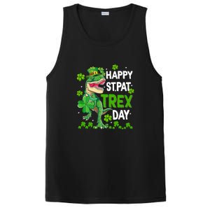 Happy St Pat Trex Patricks Day Boys Men Dinosaur TRex PosiCharge Competitor Tank