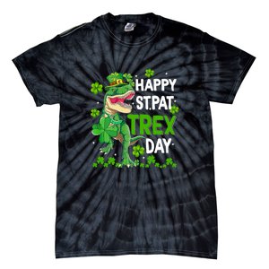 Happy St Pat Trex Patricks Day Boys Men Dinosaur TRex Tie-Dye T-Shirt