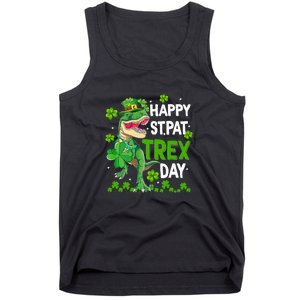 Happy St Pat Trex Patricks Day Boys Men Dinosaur TRex Tank Top