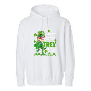 Happy St Pat Trex Patricks Day Boys Men Dinosaur TRex Garment-Dyed Fleece Hoodie