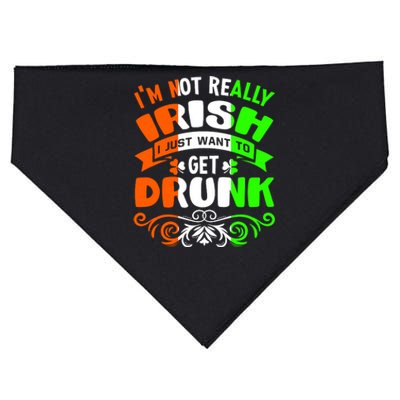 Happy St Patricks Day I'm Not Really Irish I Just Want Get Drunk USA-Made Doggie Bandana