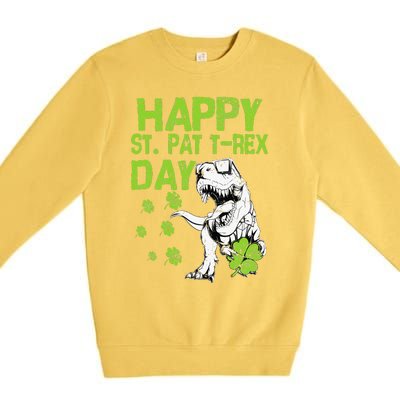 Happy St. Pat t-Rex Day Saint Shenanigan Clover Irishman Premium Crewneck Sweatshirt