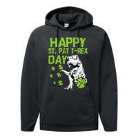 Happy St. Pat t-Rex Day Saint Shenanigan Clover Irishman Performance Fleece Hoodie