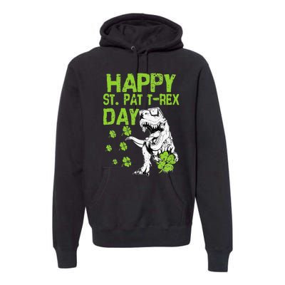 Happy St. Pat t-Rex Day Saint Shenanigan Clover Irishman Premium Hoodie