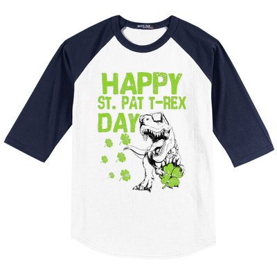 Happy St. Pat t-Rex Day Saint Shenanigan Clover Irishman Baseball Sleeve Shirt