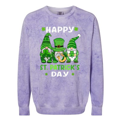 Happy St Patricks Day Gnomes Shamrock Lucky Colorblast Crewneck Sweatshirt