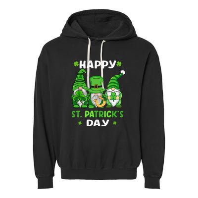 Happy St Patricks Day Gnomes Shamrock Lucky Garment-Dyed Fleece Hoodie