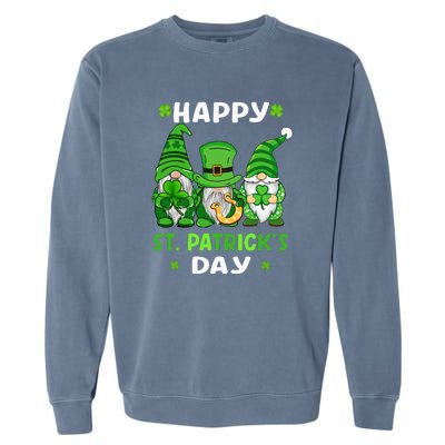 Happy St Patricks Day Gnomes Shamrock Lucky Garment-Dyed Sweatshirt