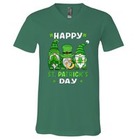 Happy St Patricks Day Gnomes Shamrock Lucky V-Neck T-Shirt