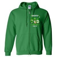 Happy St Patricks Day Gnomes Shamrock Lucky Full Zip Hoodie