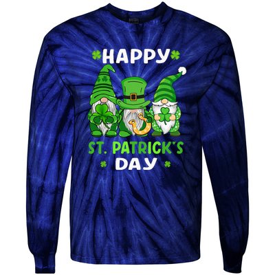 Happy St Patricks Day Gnomes Shamrock Lucky Tie-Dye Long Sleeve Shirt