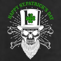 Happy St Patricks Day Irish Clover Skull Beard 7 Panel Mesh Trucker Snapback Hat