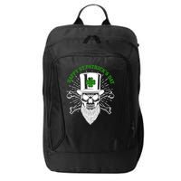 Happy St Patricks Day Irish Clover Skull Beard City Backpack