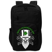 Happy St Patricks Day Irish Clover Skull Beard Impact Tech Backpack