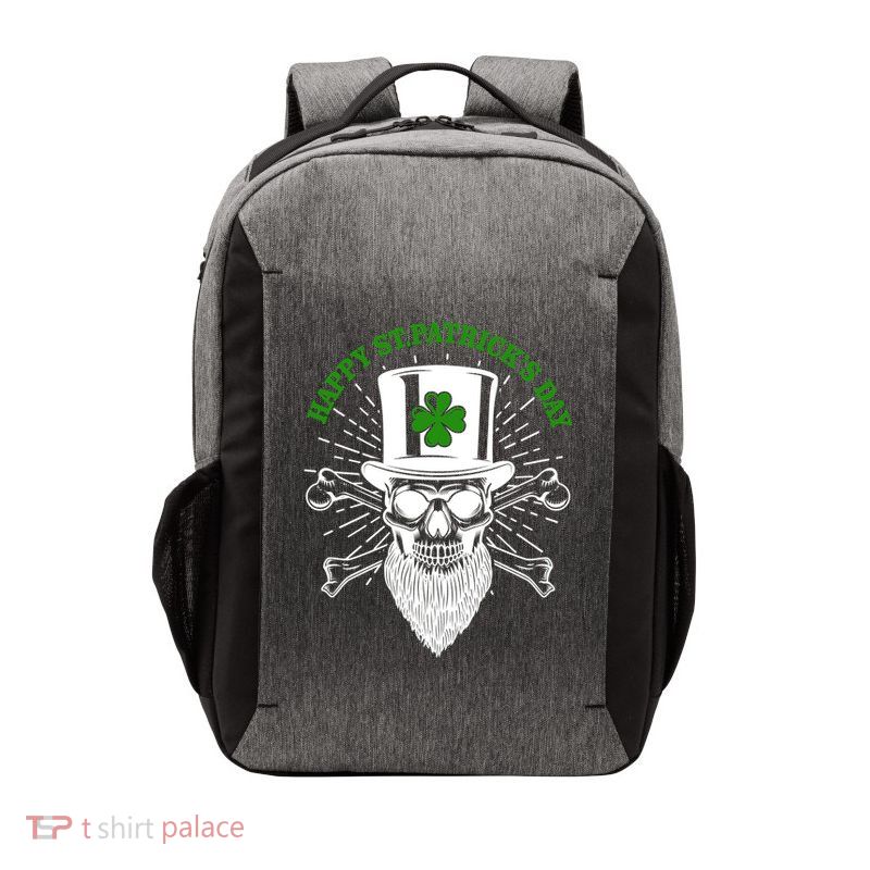 Happy St Patricks Day Irish Clover Skull Beard Vector Backpack