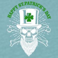 Happy St Patricks Day Irish Clover Skull Beard Sueded Cloud Jersey T-Shirt
