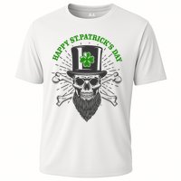 Happy St Patricks Day Irish Clover Skull Beard Performance Shirt