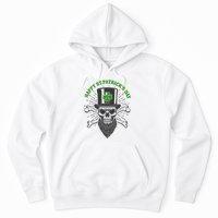 Happy St Patricks Day Irish Clover Skull Beard Hoodie