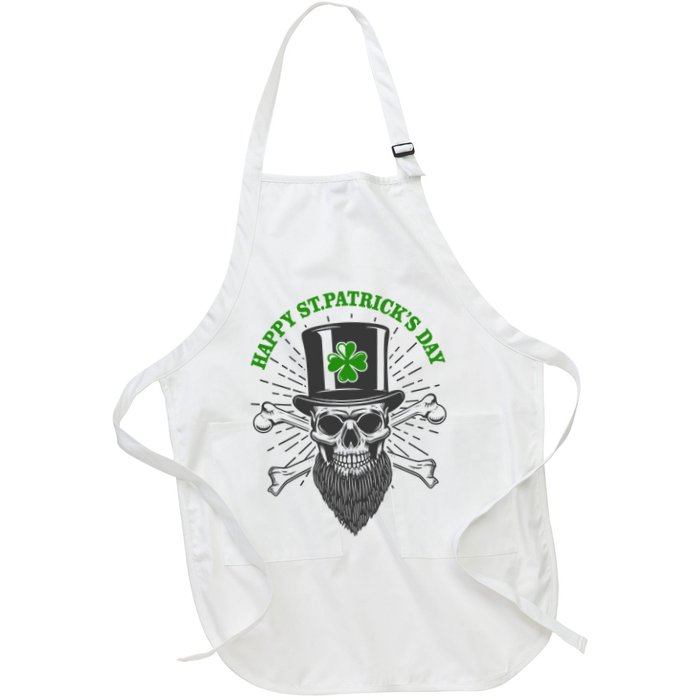 Happy St Patricks Day Irish Clover Skull Beard Apron
