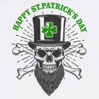 Happy St Patricks Day Irish Clover Skull Beard Apron