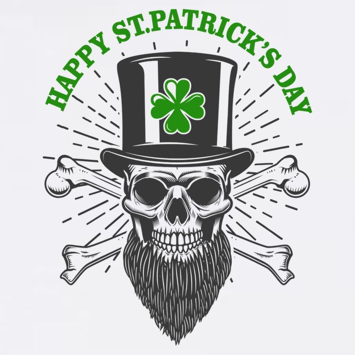 Happy St Patricks Day Irish Clover Skull Beard Apron