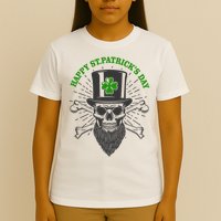Happy St Patricks Day Irish Clover Skull Beard T-Shirt